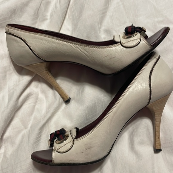Gucci web bow open toe shoes used 6B 36 - Picture 8 of 9